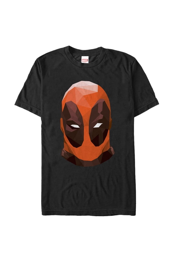 Men's Marvel Geometric Deadpool Mask Graphic Tee Black Large