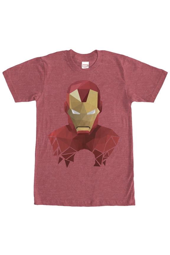 Men's Marvel Geometric Iron Man Graphic Tee Red Heather Large