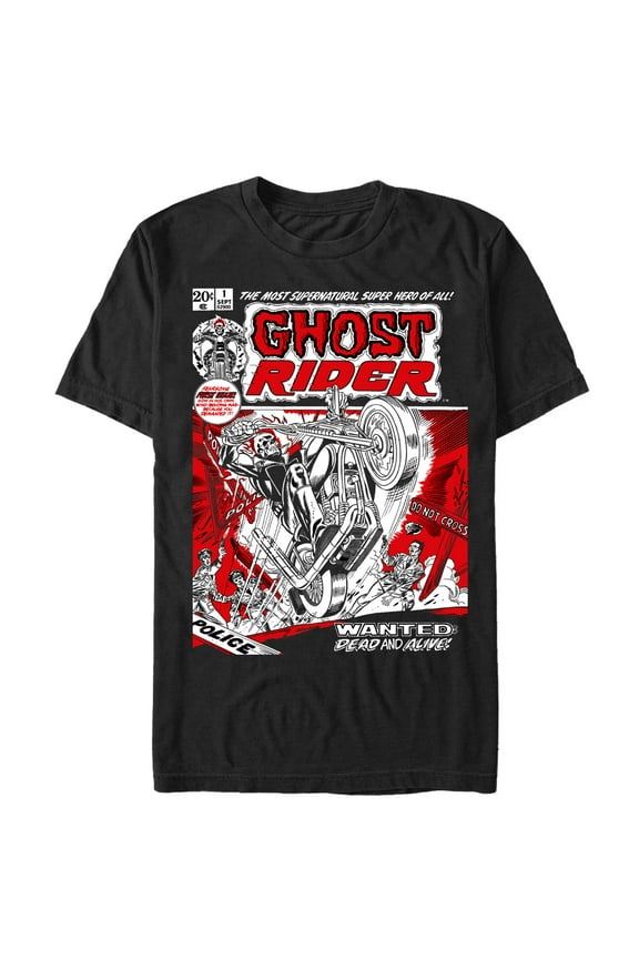 Men's Marvel Ghost Rider Comic Book Cover Print  Issue 1 Graphic Tee