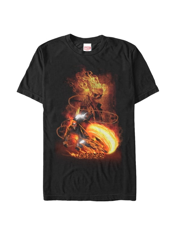 Men's Marvel Ghost Rider Fire Fury Graphic Tee Black Large