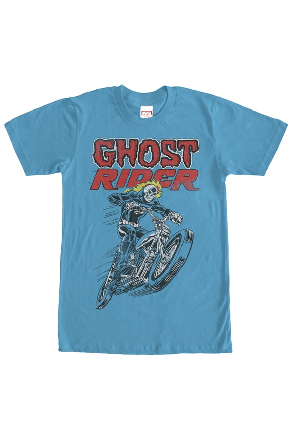 Men's Marvel Ghost Rider Flames Graphic Tee Turquoise 2X Large