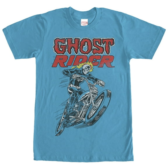 Men's Marvel Ghost Rider Flames Graphic Tee Turquoise Large