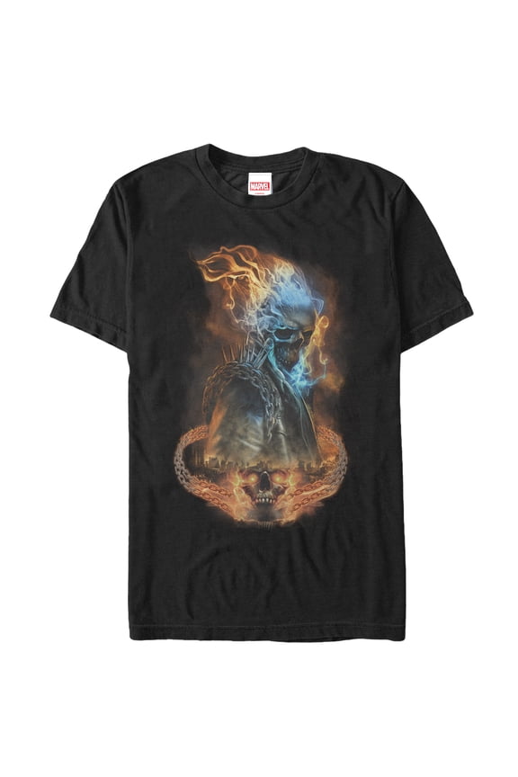 Men's Marvel Ghost Rider Hellfire Chain Graphic Tee Black Large