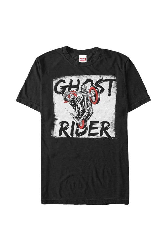 Men's Marvel Ghost Rider Paint Print  Graphic Tee Black Large