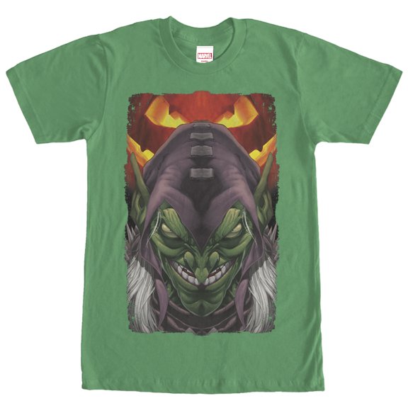 Men's Marvel Goblin Pumpkin Graphic Tee Kelly Green Medium
