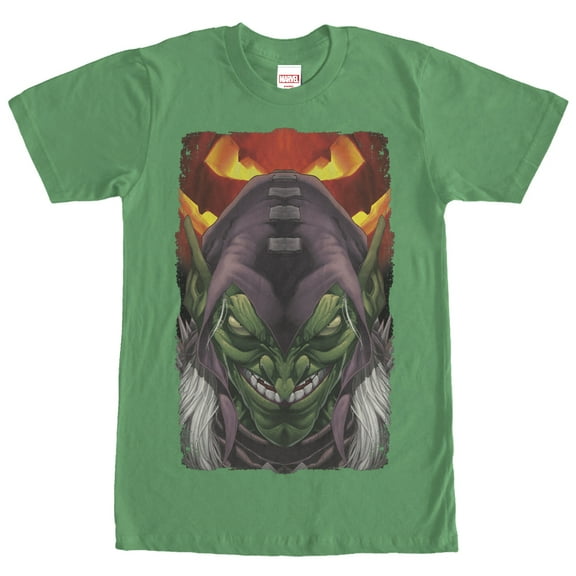 Men's Marvel Goblin Pumpkin Graphic Tee Kelly Green Small