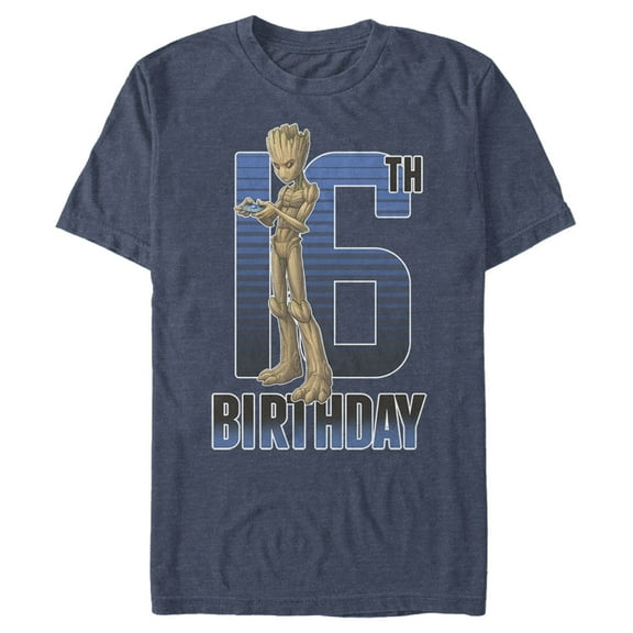Men's Marvel Groot 16th Birthday  Graphic Tee Navy Blue Heather Large