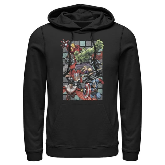 Men's Marvel Retro Avengers Squares Poster  Pull Over Hoodie