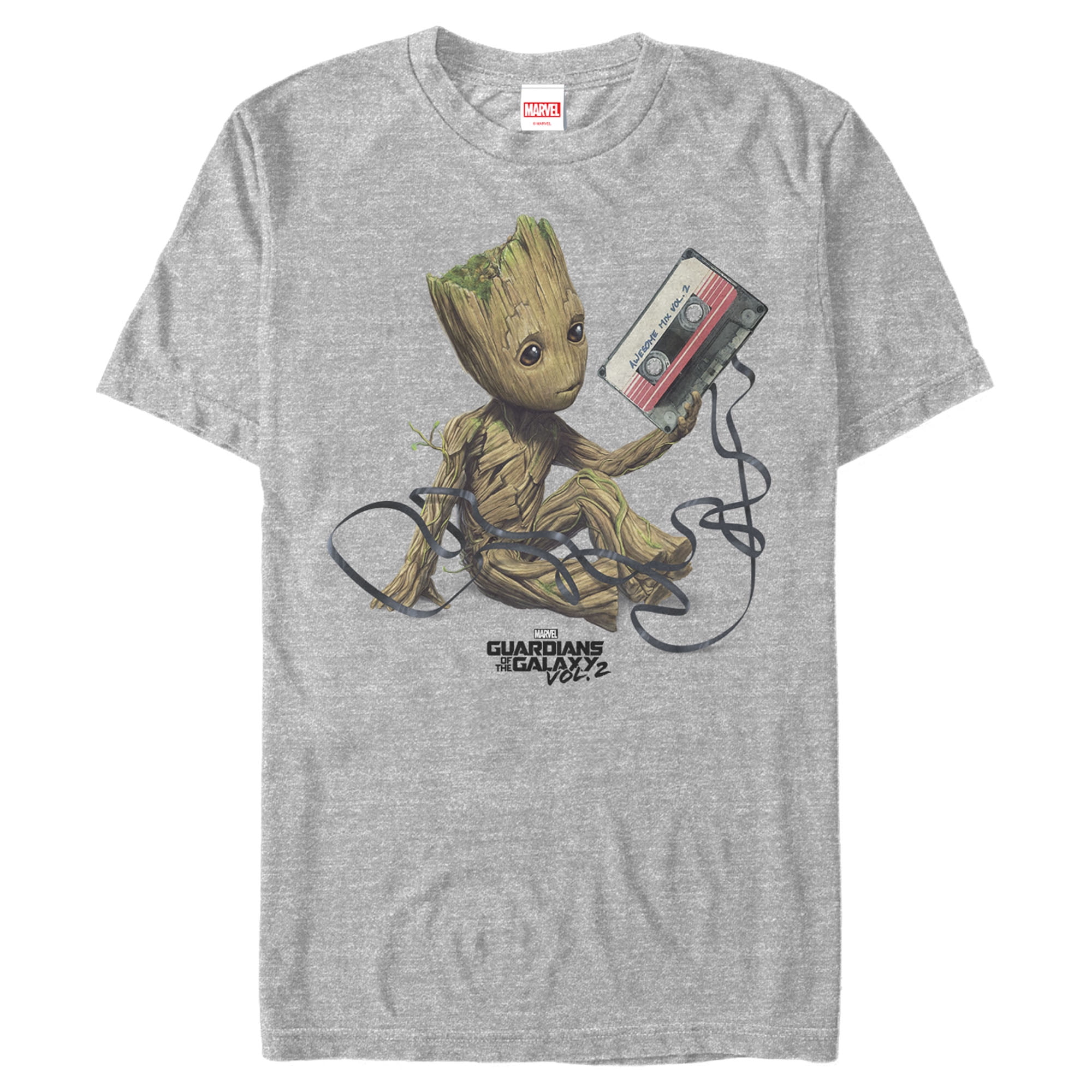 Men\'s Marvel Guardians Of The Galaxy Vol. 2 Groot Tape Portrait Graphic Tee  Athletic Heather 2X Large