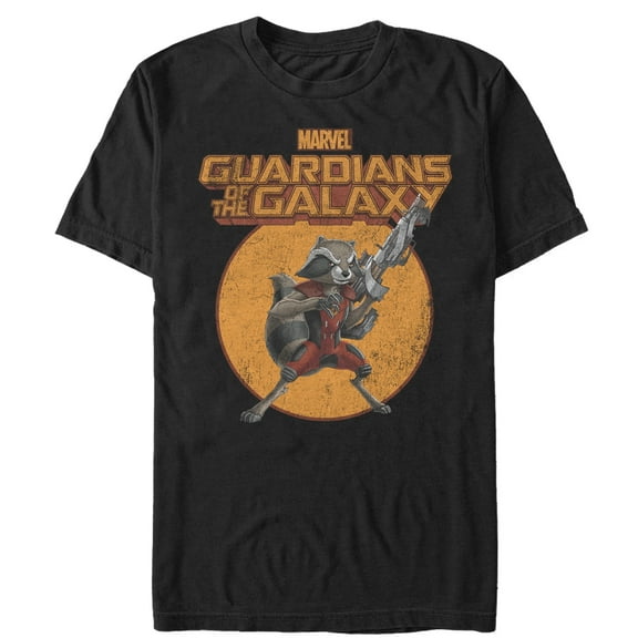 Men's Marvel Guardians of the Galaxy Cartoon Rocket  Graphic Tee Black 2X Large