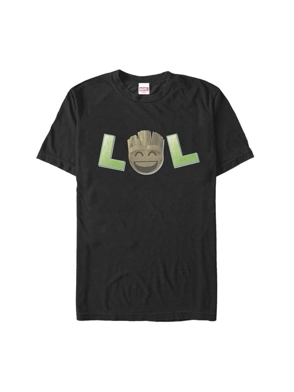 Men's Marvel Guardians of the Galaxy Groot LOL Emoticon Graphic Tee Black 2X Large