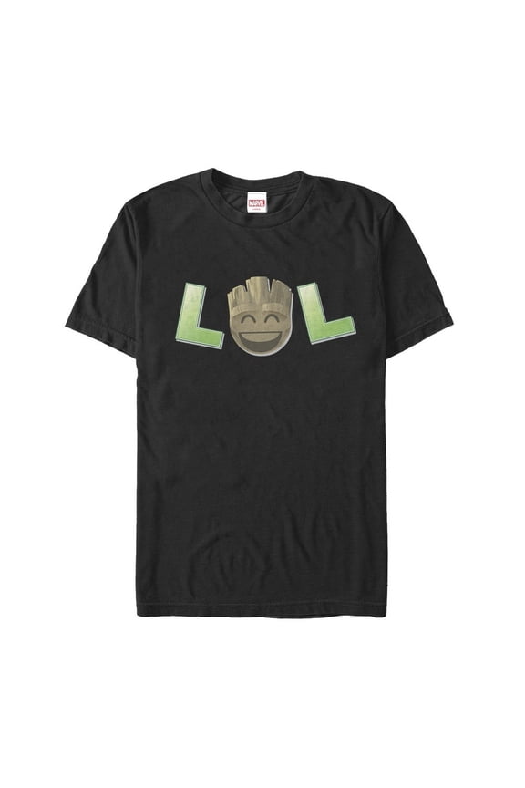 Men's Marvel Guardians of the Galaxy Groot LOL Emoticon Graphic Tee Black Medium