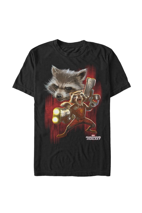 Men's Marvel Guardians of the Galaxy Rocket Fight Graphic Tee Black 2X Large