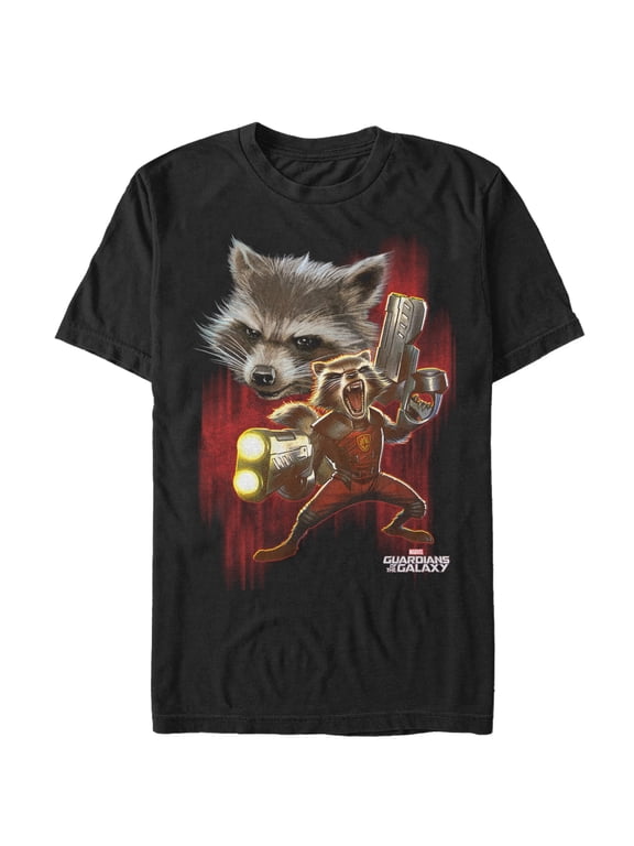 Men's Marvel Guardians of the Galaxy Rocket Fight Graphic Tee Black Small
