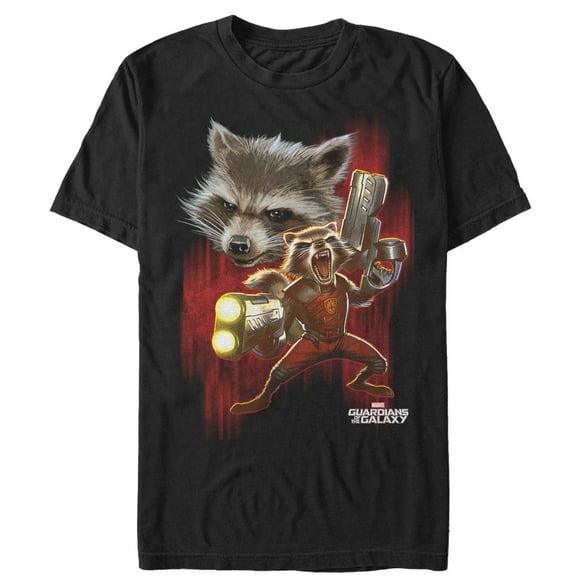 Men's Marvel Guardians of the Galaxy Rocket Fight  Graphic Tee Black X Large