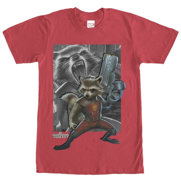 Men's Marvel Guardians of the Galaxy Rocket Gun  Graphic Tee Red 2X Large