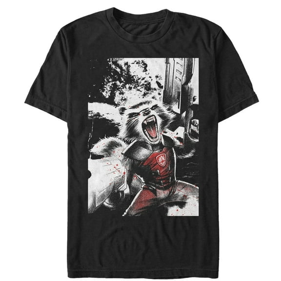 Men's Marvel Guardians of the Galaxy Rocket Roar  Graphic Tee Black Small