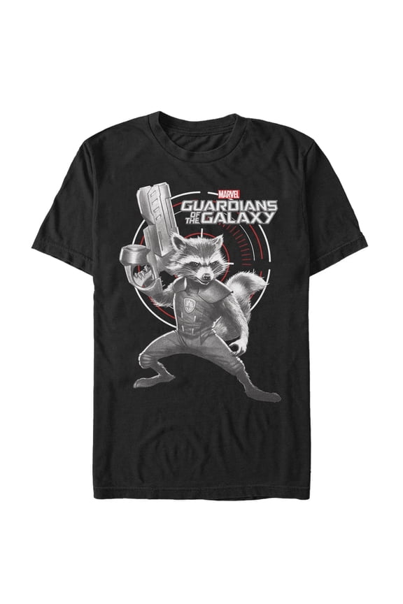 Men's Marvel Guardians of the Galaxy Rocket Target Graphic Tee Black X Large