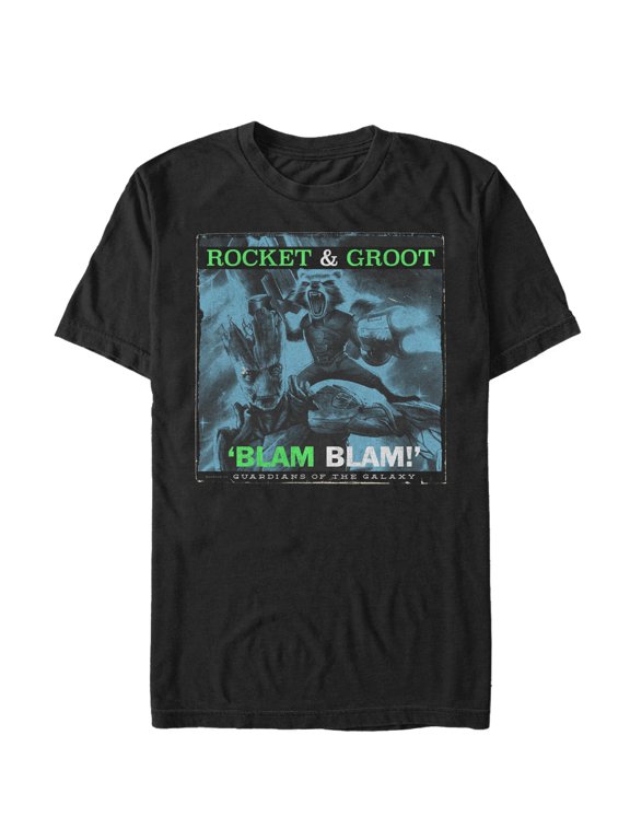 Men's Marvel Guardians of the Galaxy Rocket and Groot Blam Graphic Tee Black 2X Large