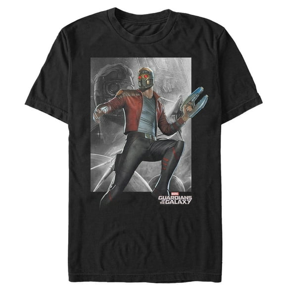 Men's Marvel Guardians of the Galaxy Star Lord  Graphic Tee Black Medium