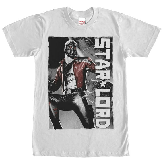 Men's Marvel Guardians of the Galaxy Star Lord Spray Paint Print Graphic Tee White Large
