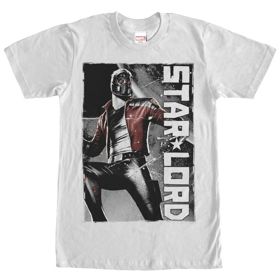 Men's Marvel Guardians of the Galaxy Star Lord Spray Paint Print  Graphic Tee White X Large