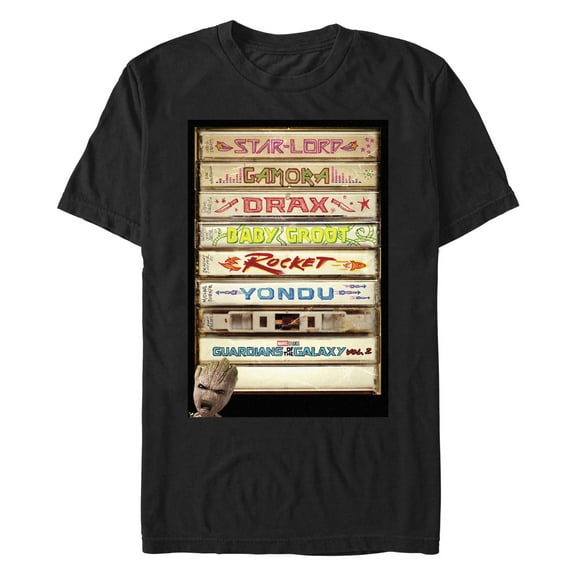 Men's Marvel: Guardians of the Galaxy Vol. 2 Character Cassettes  Graphic T-Shirt
