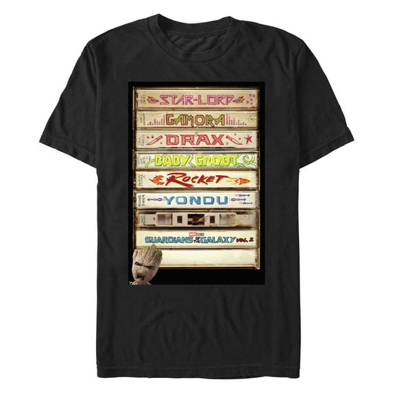 Men's Marvel: Guardians of the Galaxy Vol. 2 Character Cassettes Graphic T-Shirt