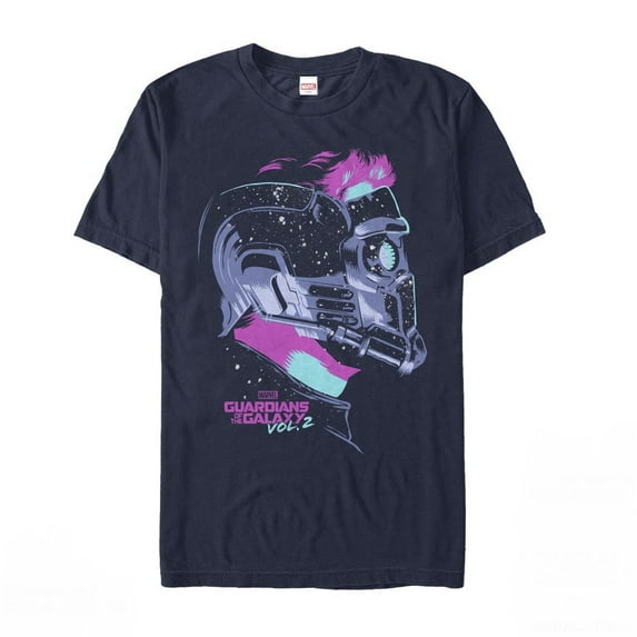 Men's Marvel Guardians of the Galaxy Vol. 2 Star-Lord Stars Graphic Tee Navy Blue Large