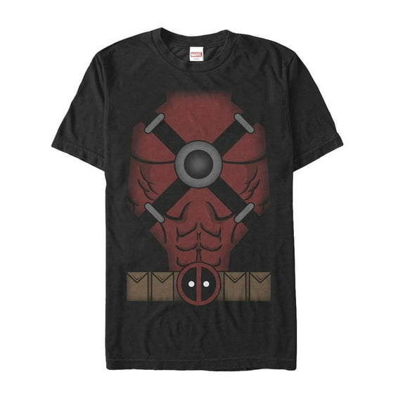 Men's Marvel Halloween Deadpool Cartoon Costume Graphic Tee Black 5X Large