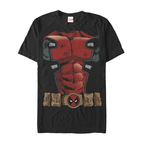Men's Marvel Halloween Deadpool Costume Graphic Tee Black 4X Large