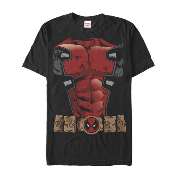 Men's Marvel Halloween Deadpool Costume Graphic Tee Black Large