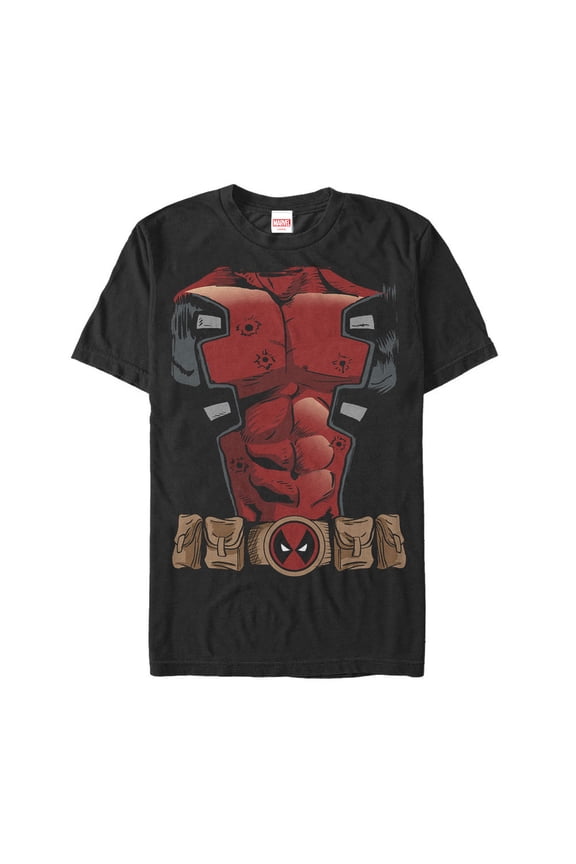 Men's Marvel Halloween Deadpool Costume  Graphic Tee Black Medium