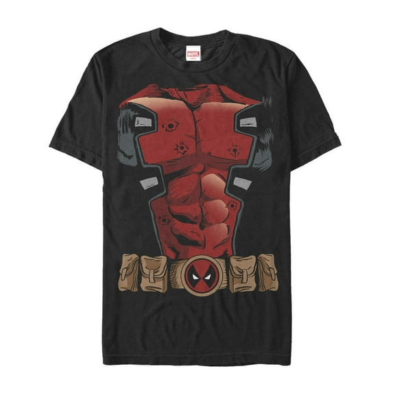 Men's Marvel Halloween Deadpool Costume  Graphic Tee Black Small