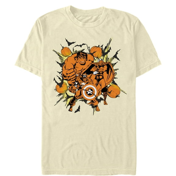 Men's Marvel Halloween Group Attack  Graphic Tee Cream Medium