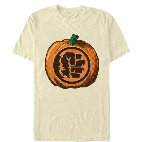 Men's Marvel Halloween Hulk Fist Pumpkin  Graphic Tee Cream Small