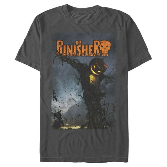 Men's Marvel Halloween Punisher Scarecrow Graphic Tee Charcoal Large