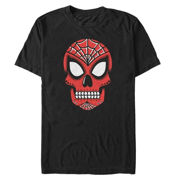 Men's Marvel Halloween Spider-Man Sugar Skull  Graphic Tee Black Large