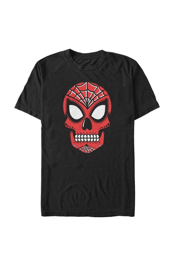 Men's Marvel Halloween Spider-Man Sugar Skull Graphic Tee Black X Large