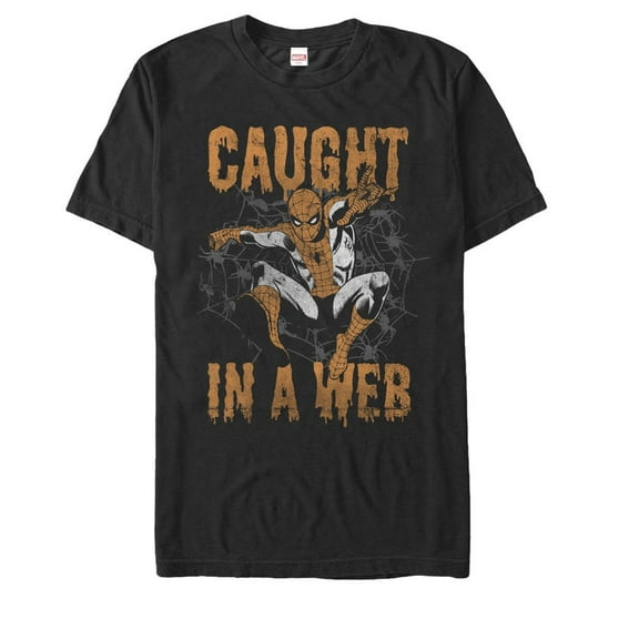 Men's Marvel Halloween Spider-Man Web  Graphic Tee Black Medium