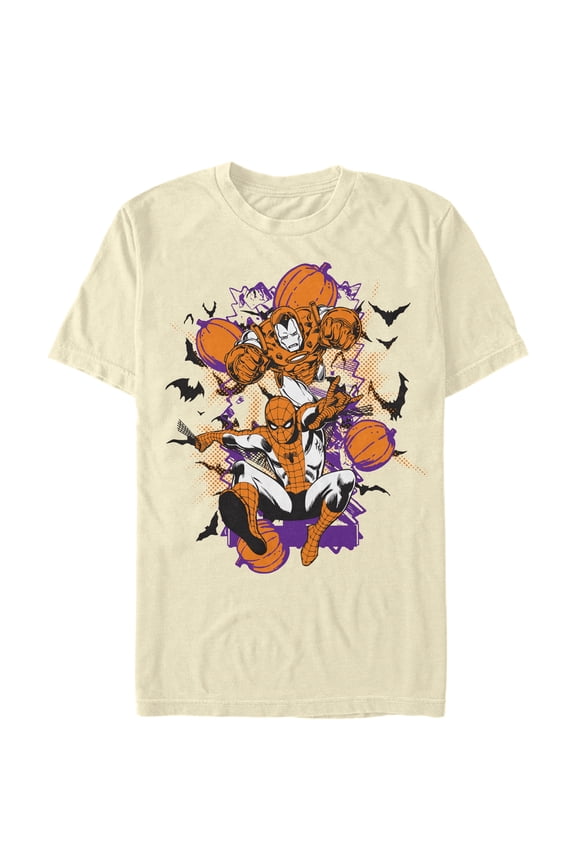 Men's Marvel Halloween Team Attack Graphic Tee Cream Small
