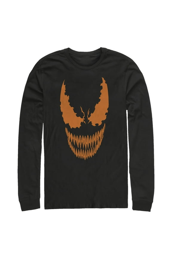 Men's Marvel Halloween Venom Scary Face Costume Long Sleeve Shirt Black Medium
