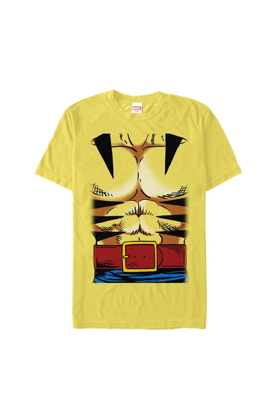 Men's Marvel Halloween X-Men Wolverine Costume Graphic Tee Banana 3X Large