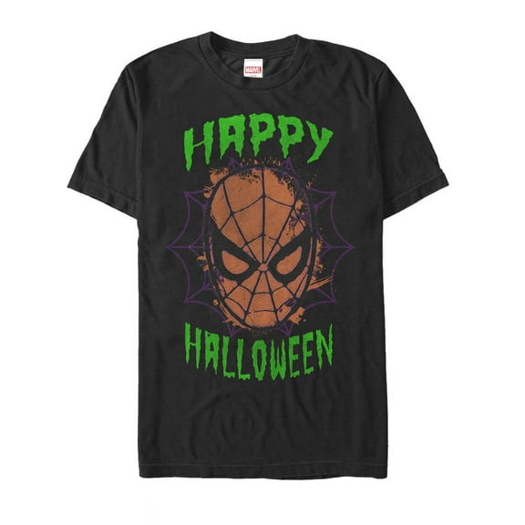 Men's Marvel Happy Halloween Spider-Man Graphic Tee Black X Large