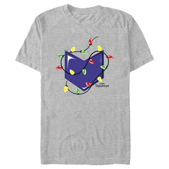 Men's Marvel Hawkeye Arrow Icon Christmas Lights  Graphic Tee Athletic Heather Small