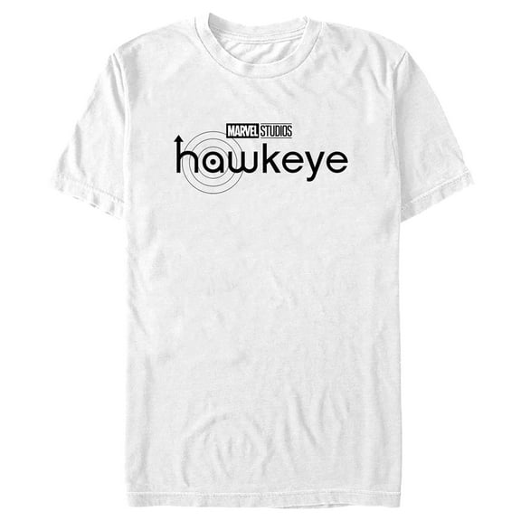 Men's Marvel Hawkeye Black and White Logo  Graphic Tee White Large