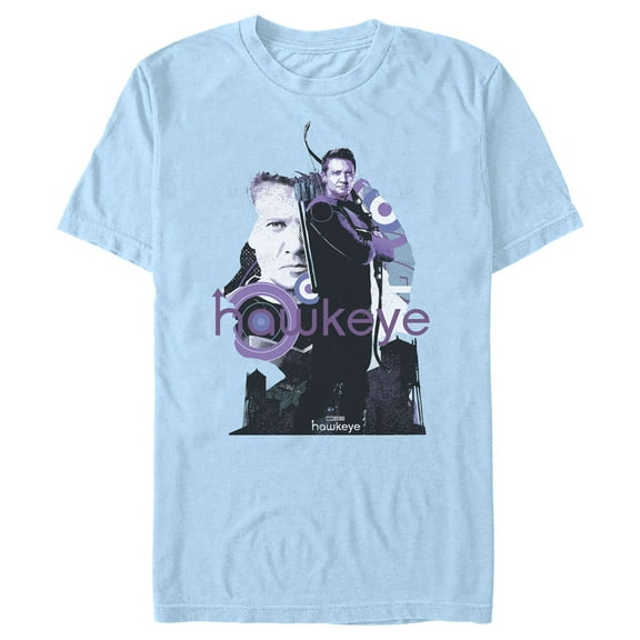 Men's Marvel Hawkeye Bow and Arrow  Graphic Tee Light Blue 2X Large