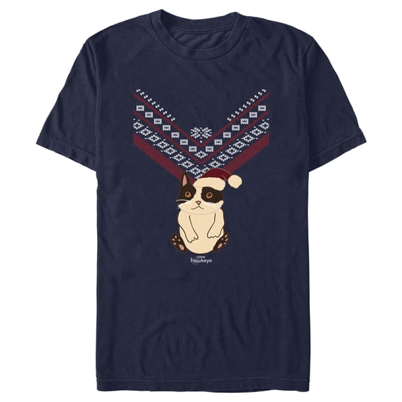 Men's Marvel Hawkeye Christmas Cateye Graphic Tee Navy Blue Large