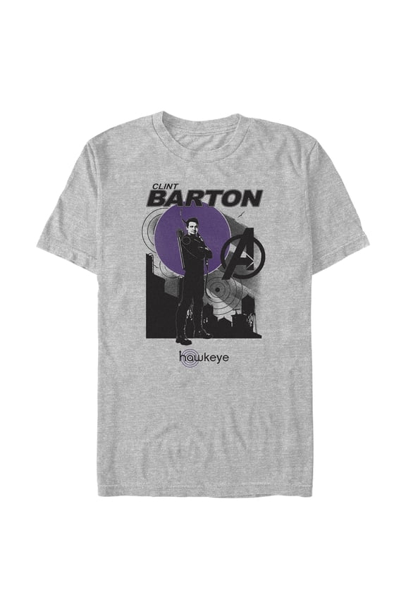 Men's Marvel Hawkeye Clint Barton Portrait Graphic Tee Athletic Heather Small