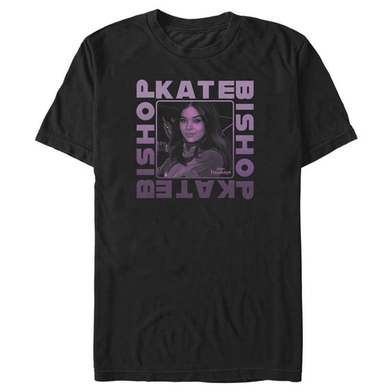 Men's Marvel Hawkeye Kate Bishop Purple Portrait Graphic Tee Black 2X Large